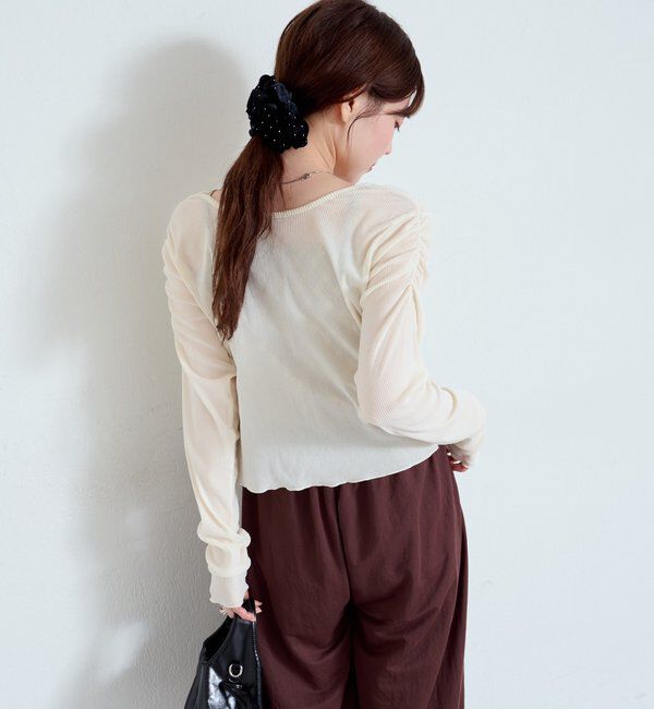  「【2サイズ展開】ストライプベロアフロッキー2wayカーディガン」|Tシャツ・カットソー|