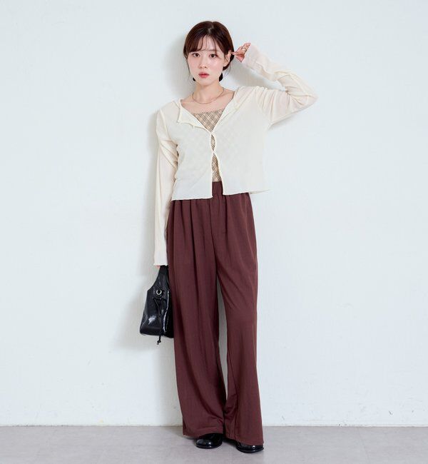  「【2サイズ展開】ストライプベロアフロッキー2wayカーディガン」|Tシャツ・カットソー|