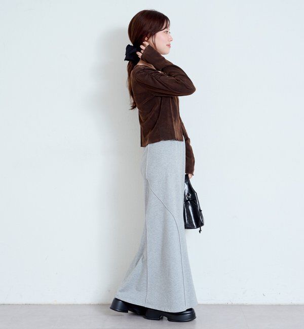  「【2サイズ展開】ストライプベロアフロッキー2wayカーディガン」|Tシャツ・カットソー|