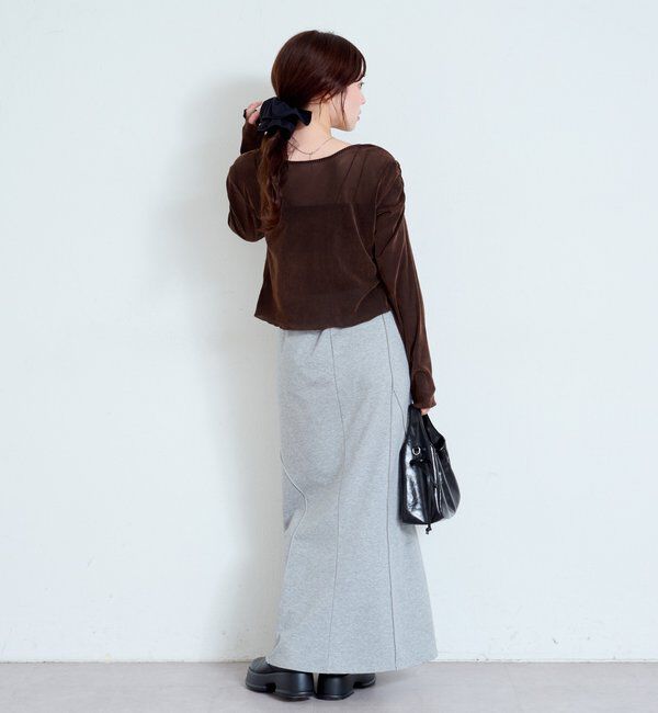  「【2サイズ展開】ストライプベロアフロッキー2wayカーディガン」|Tシャツ・カットソー|