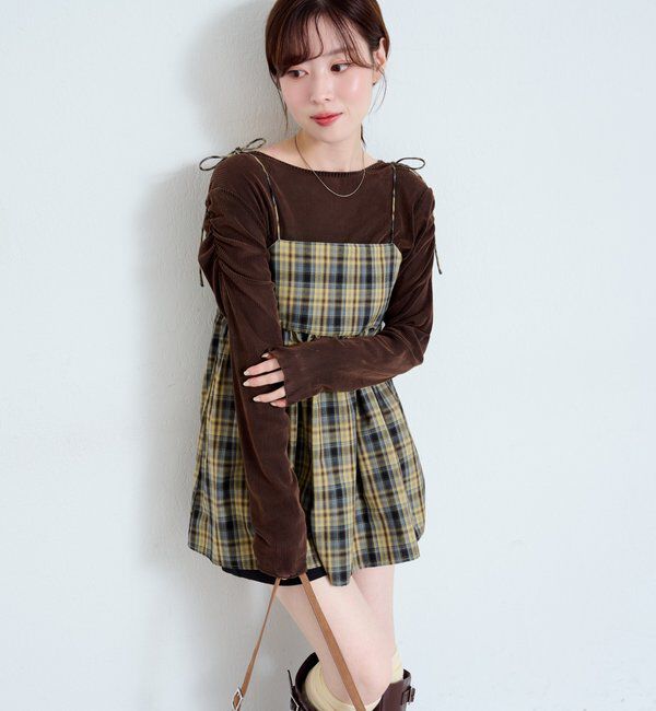  「【2サイズ展開】ストライプベロアフロッキー2wayカーディガン」|Tシャツ・カットソー|