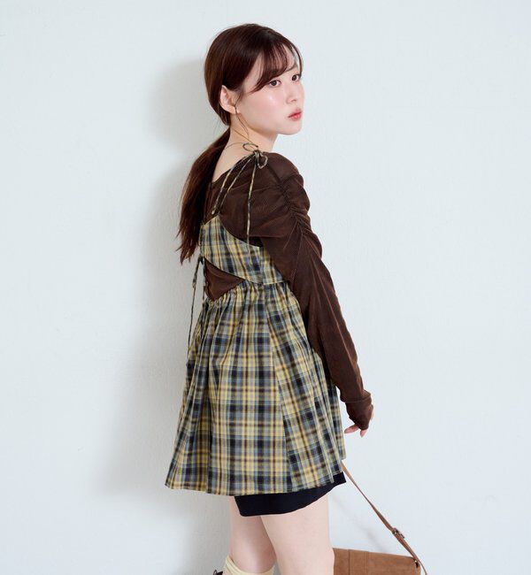  「【2サイズ展開】ストライプベロアフロッキー2wayカーディガン」|Tシャツ・カットソー|