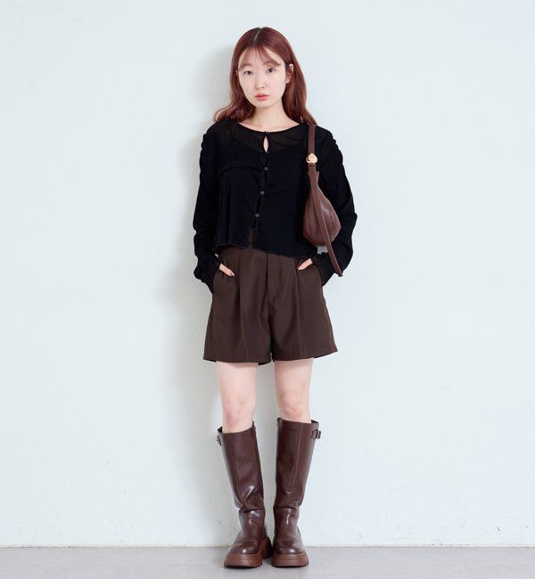  「【2サイズ展開】ストライプベロアフロッキー2wayカーディガン」|Tシャツ・カットソー|