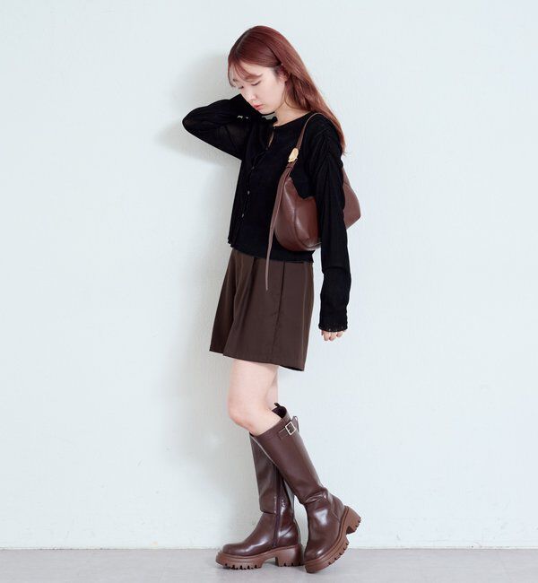  「【2サイズ展開】ストライプベロアフロッキー2wayカーディガン」|Tシャツ・カットソー|