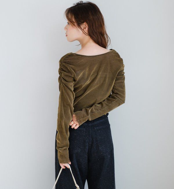  「【2サイズ展開】ストライプベロアフロッキー2wayカーディガン」|Tシャツ・カットソー|