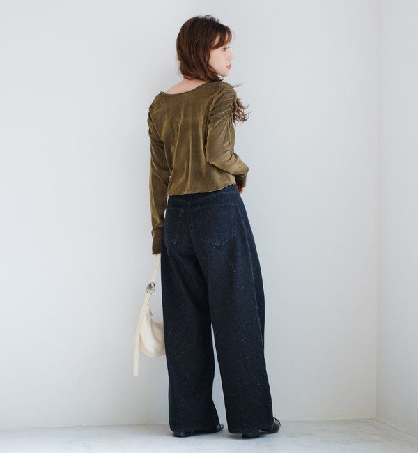  「【2サイズ展開】ストライプベロアフロッキー2wayカーディガン」|Tシャツ・カットソー|