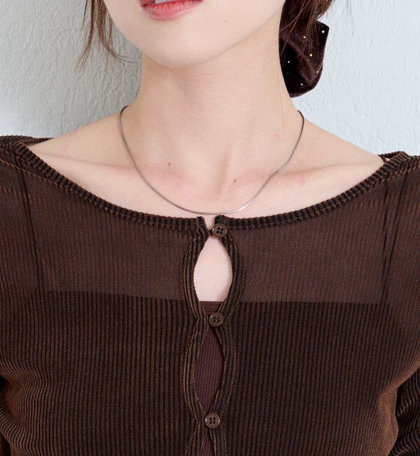  「【2サイズ展開】ストライプベロアフロッキー2wayカーディガン」|Tシャツ・カットソー|