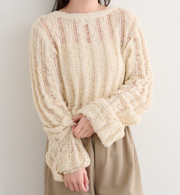  「【4色展開】B ルーズスリーブニットプルオーバー」|その他|アイボリー