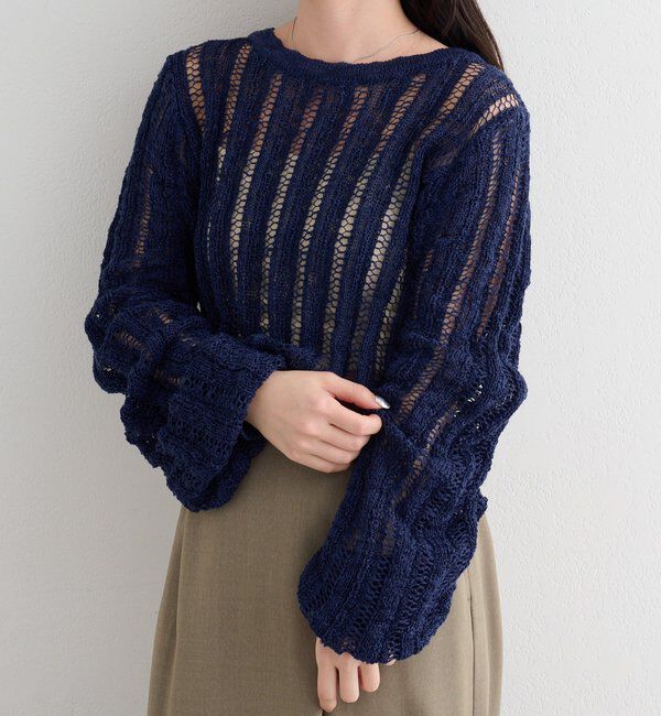  「【4色展開】B ルーズスリーブニットプルオーバー」|その他|ネイビー