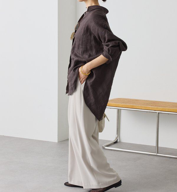  「【ウォッシャブル】【シーズンレスで使える】タックワイドスラックス」|チノ|