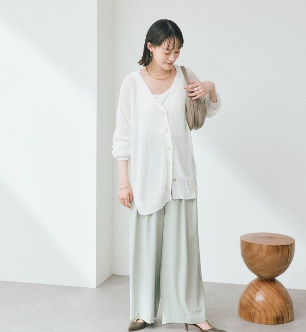  「【ウォッシャブル】【シーズンレスで使える】タックワイドスラックス」|チノ|