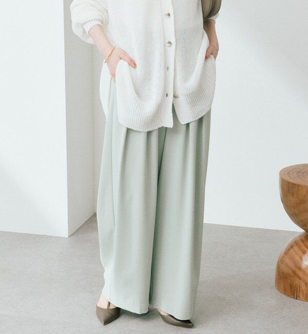  「【ウォッシャブル】【シーズンレスで使える】タックワイドスラックス」|チノ|