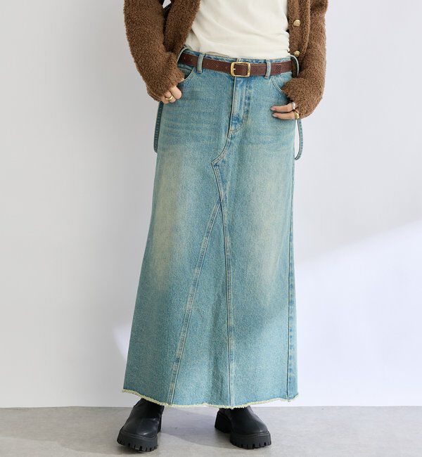  「【MONN.:.(モン)】LOOSE DENIM SKIRT」|スカート|