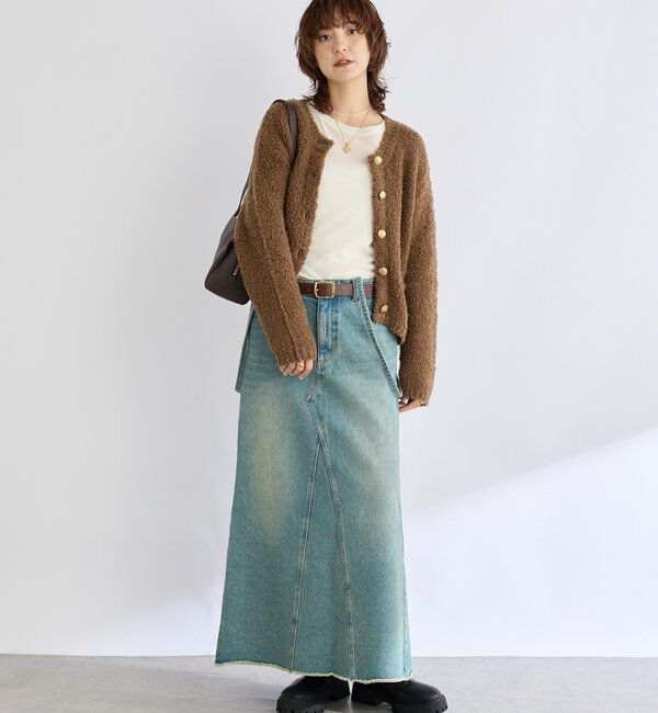  「【MONN.:.(モン)】LOOSE DENIM SKIRT」|スカート|