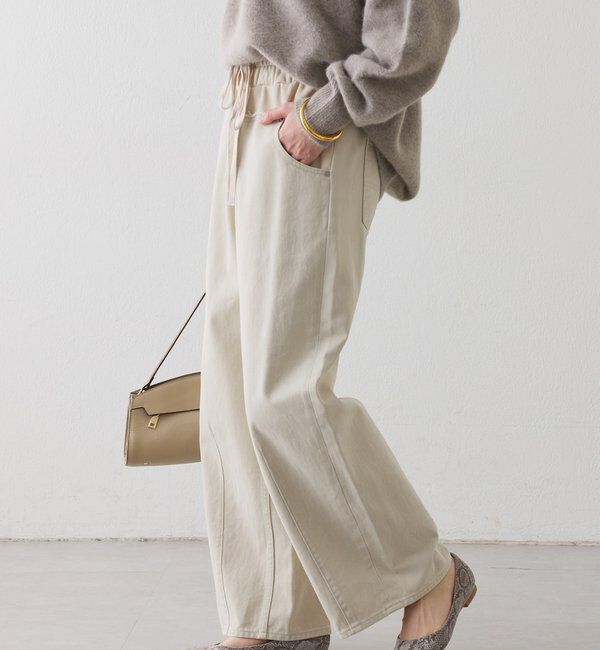  「【キャッチーなデザイン】スウェットドッキングデニム」|デニム|エクリュ