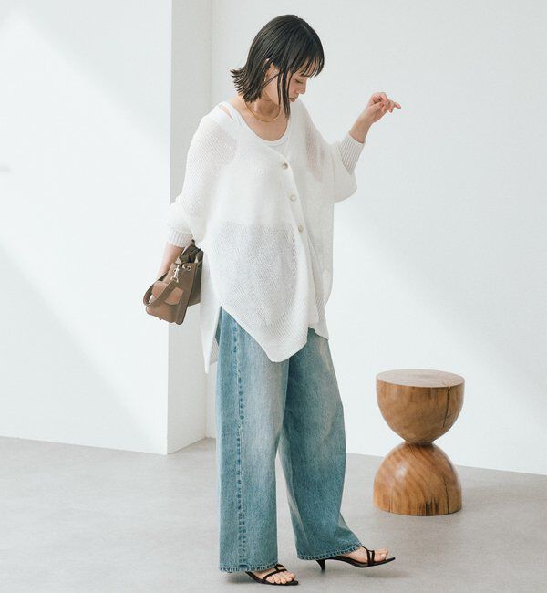  「予約【前後2WAY仕様】リネンブレンド2WAYカーデ」|カーディガン|