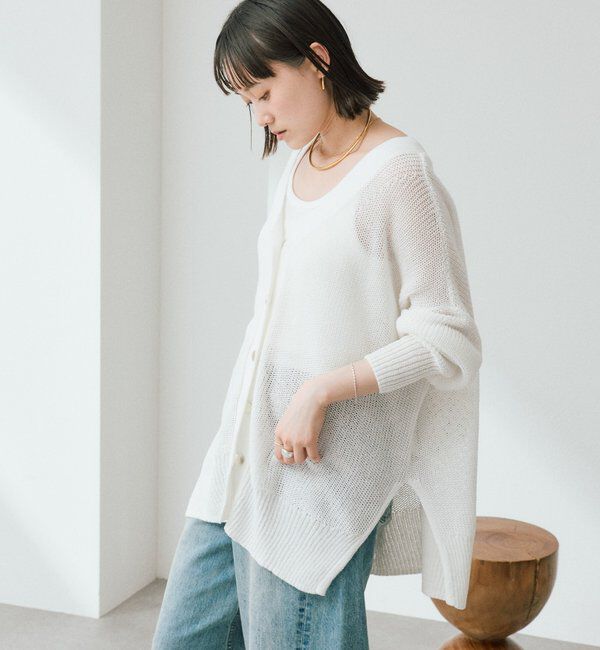  「予約【前後2WAY仕様】リネンブレンド2WAYカーデ」|カーディガン|