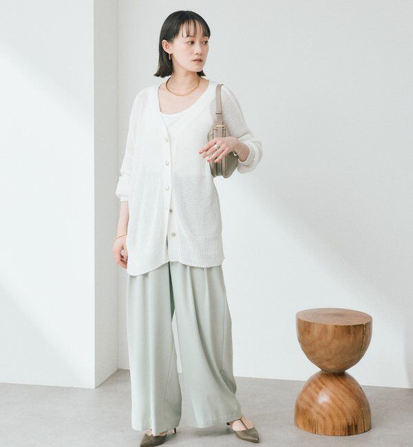 「予約【前後2WAY仕様】リネンブレンド2WAYカーデ」|カーディガン|