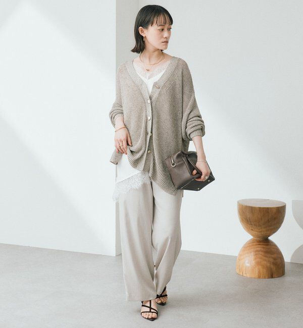  「予約【前後2WAY仕様】リネンブレンド2WAYカーデ」|カーディガン|