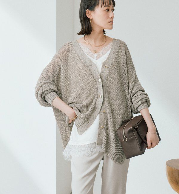  「予約【前後2WAY仕様】リネンブレンド2WAYカーデ」|カーディガン|