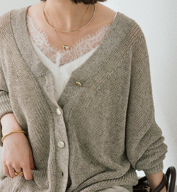  「予約【前後2WAY仕様】リネンブレンド2WAYカーデ」|カーディガン|