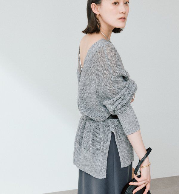  「予約【前後2WAY仕様】リネンブレンド2WAYカーデ」|カーディガン|