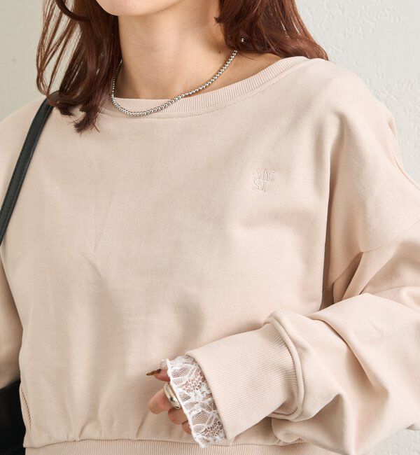  「ポイント刺繍ショートスウェット」|Tシャツ・カットソー|