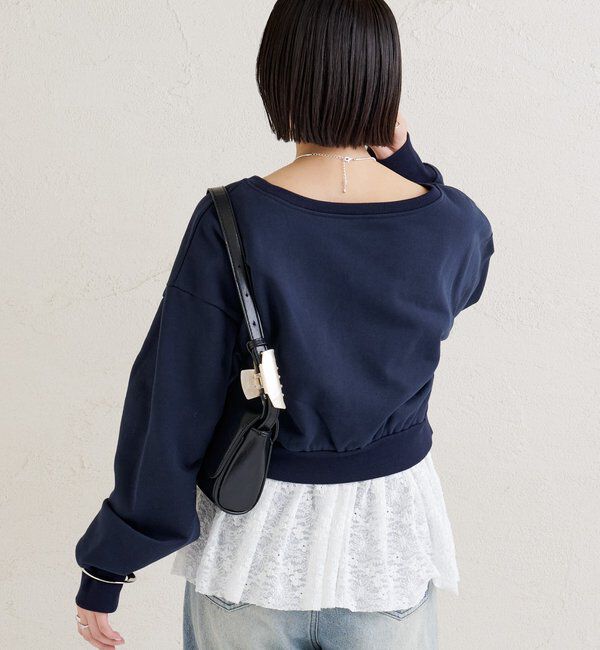  「ポイント刺繍ショートスウェット」|Tシャツ・カットソー|