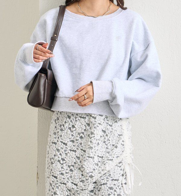  「ポイント刺繍ショートスウェット」|Tシャツ・カットソー|