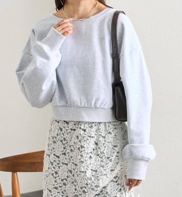  「ポイント刺繍ショートスウェット」|Tシャツ・カットソー|