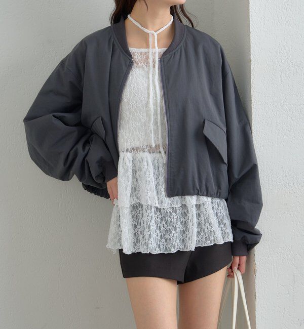  「サテンショートブルゾン」|ブルゾン・スタジャン|