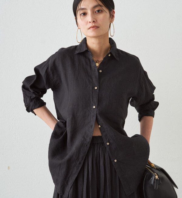  「リネンバックタイシャツ」|シャツ・ブラウス|ブラック