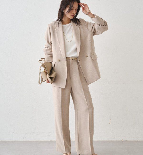  「【Atelier N5/アトリエヌメロサンク】ツイードセミワイドパンツ」|チノ|