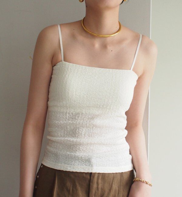  「【earthy_/アーシー】カップ付きジャガードキャミ」|Tシャツ・カットソー|