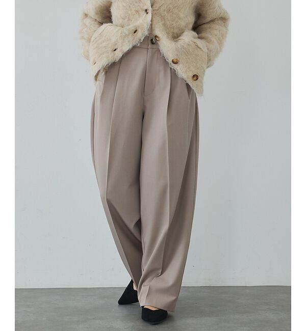 abahouse mavie「【後ろウエストゴム】タックワイドスラックス　m_01/シーズンレス/メンズライク」|その他|ベージュ