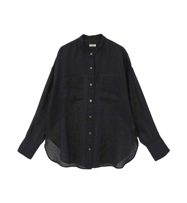 TIARA「リネンバンドカラーシャツ」|シャツ・ブラウス|ブラック