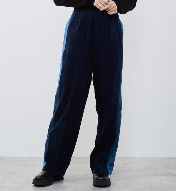 Soffitto「【Soffitto x KojiKojiコラボ】サテン側章ベロアリラックスパンツ」|その他|ネイビー