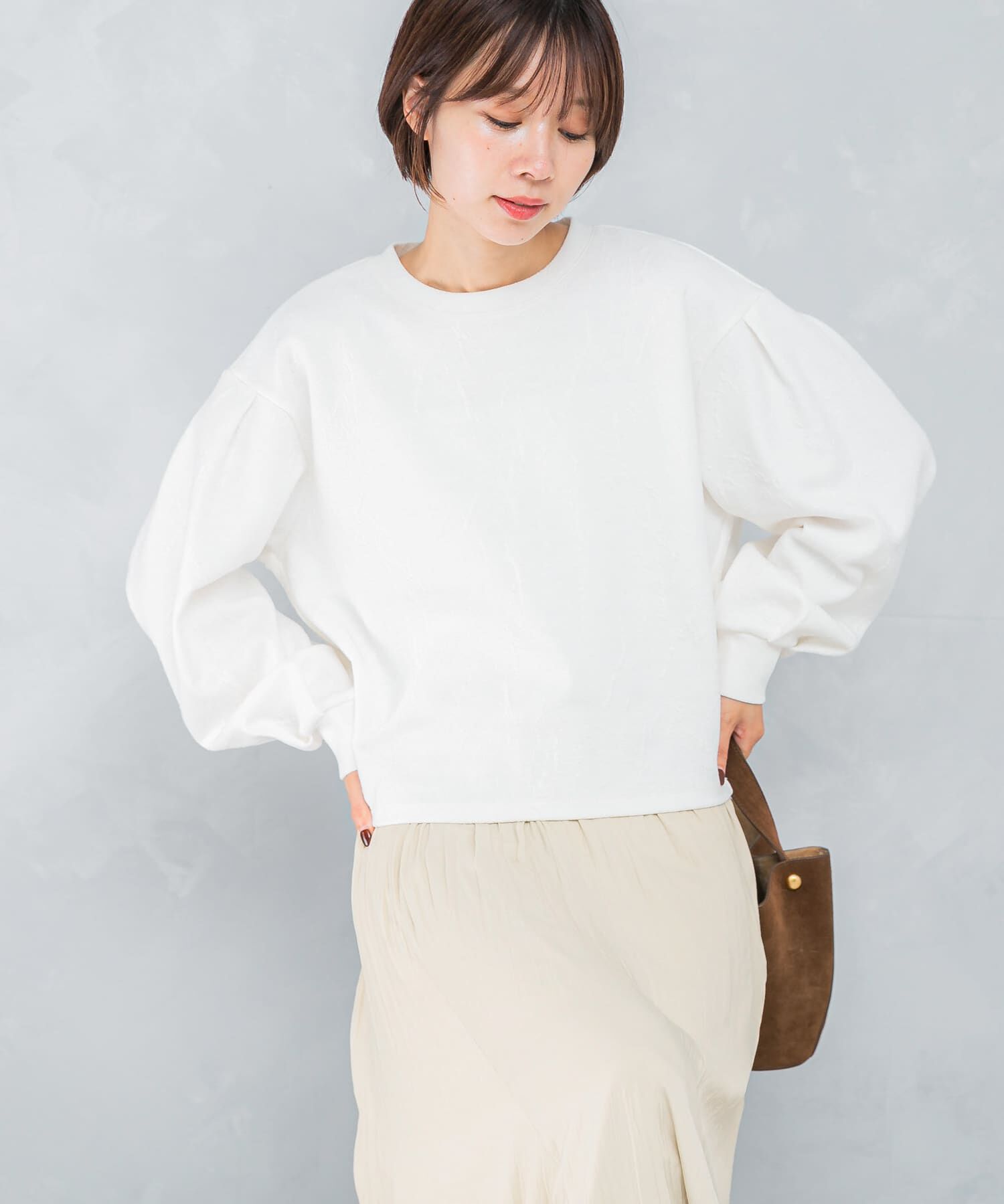 URBAN RESEARCH ROSSO「タックスリーブジャガードスウェット」|スウェット・ジャージ|ホワイト