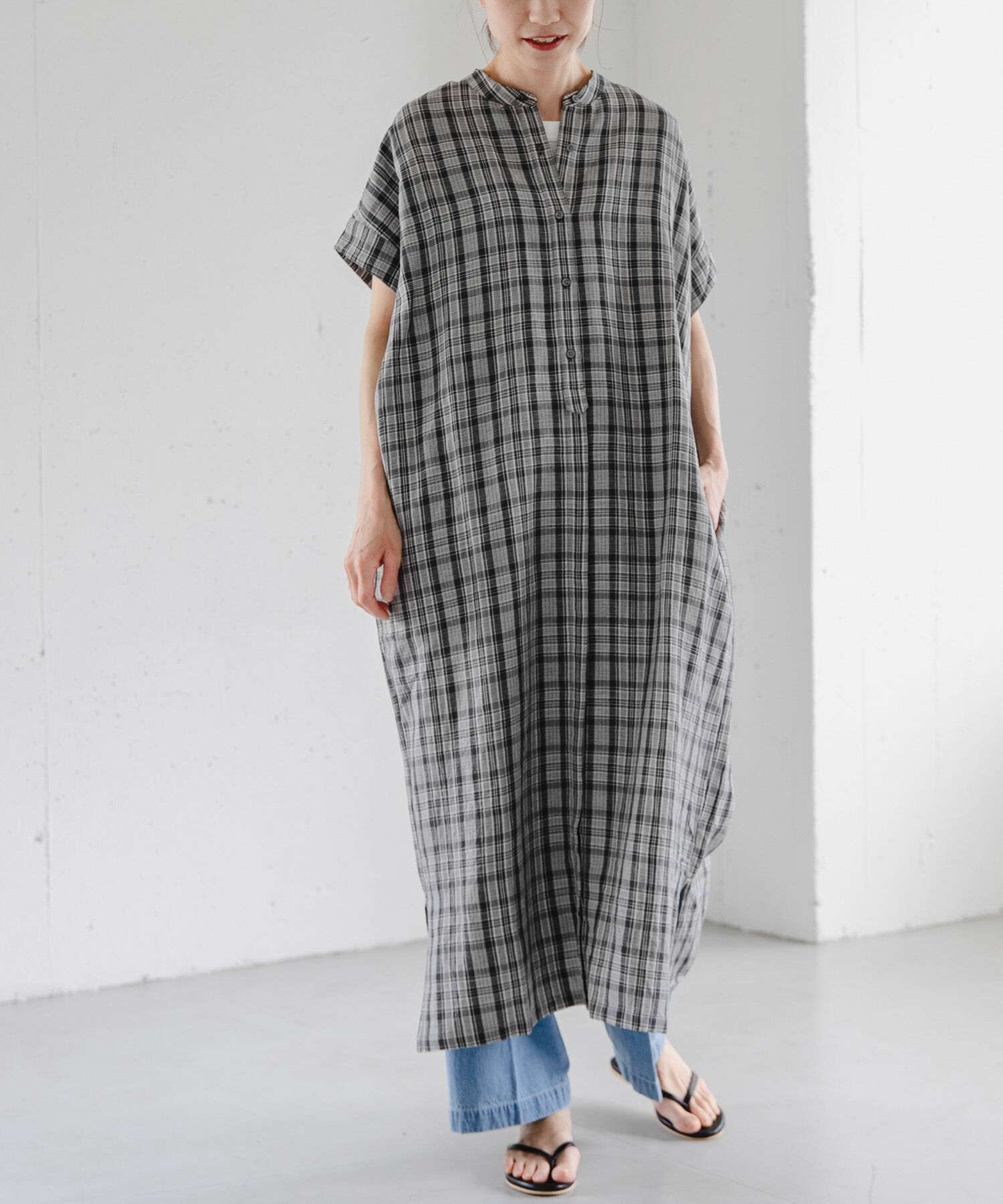 URBAN RESEARCH DOORS「FORK&SPOON　リネンレーヨンシャツワンピース」|ワンピース|グレー系その他