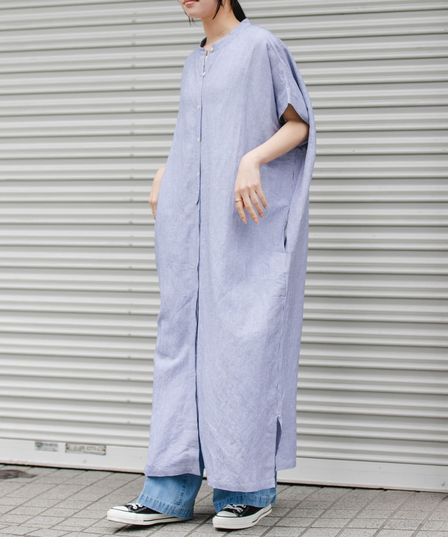 URBAN RESEARCH DOORS「FORK&SPOON　リネンレーヨンシャツワンピース」|ワンピース|ブルー系その他