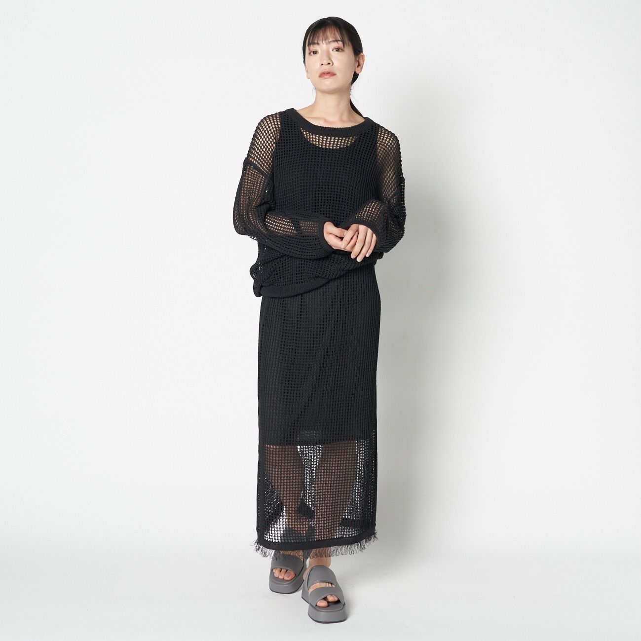 HELIOPOLE「HELIOPOLE PAPER YARN MESH SK」|スカート|