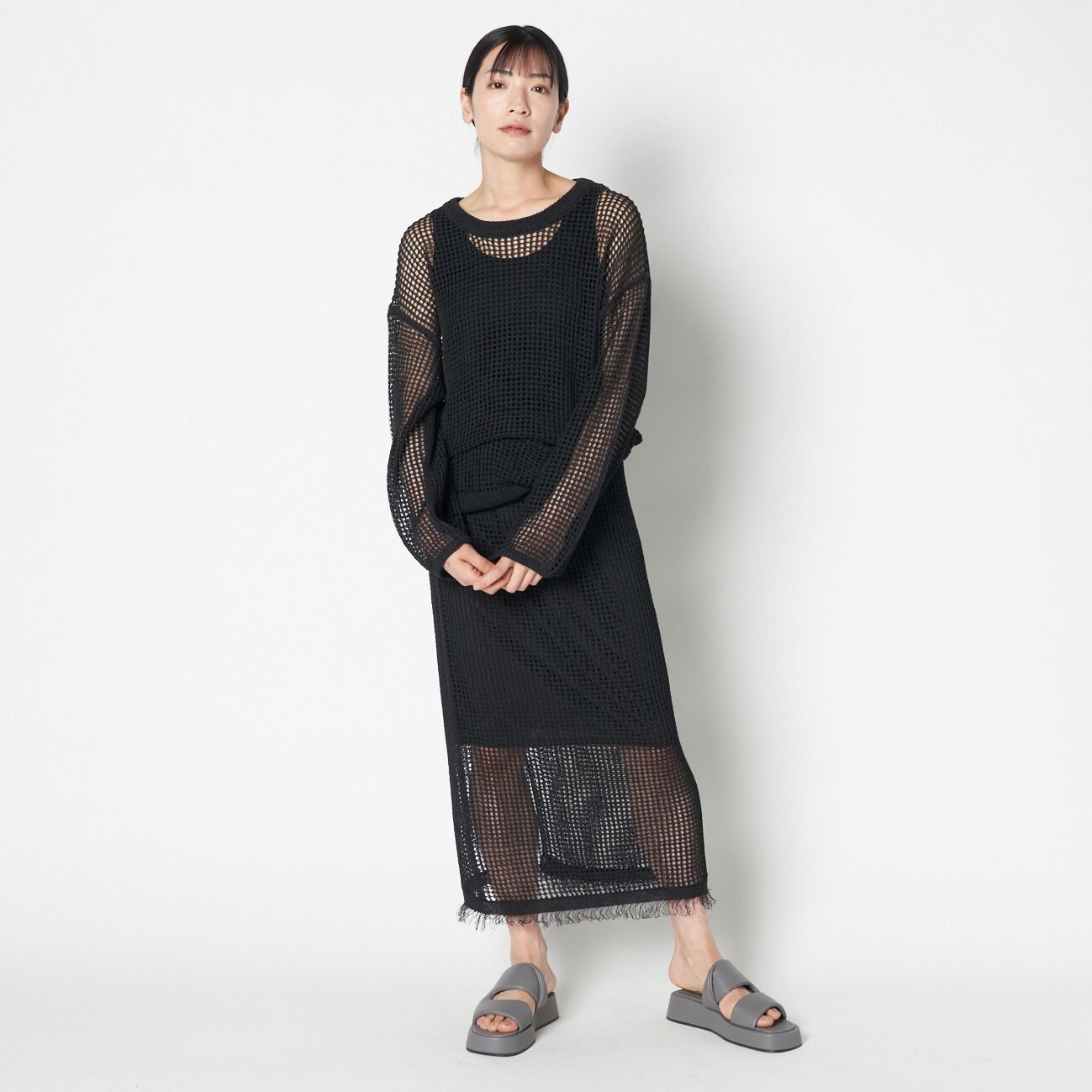 HELIOPOLE「HELIOPOLE PAPER YARN MESH SK」|スカート|