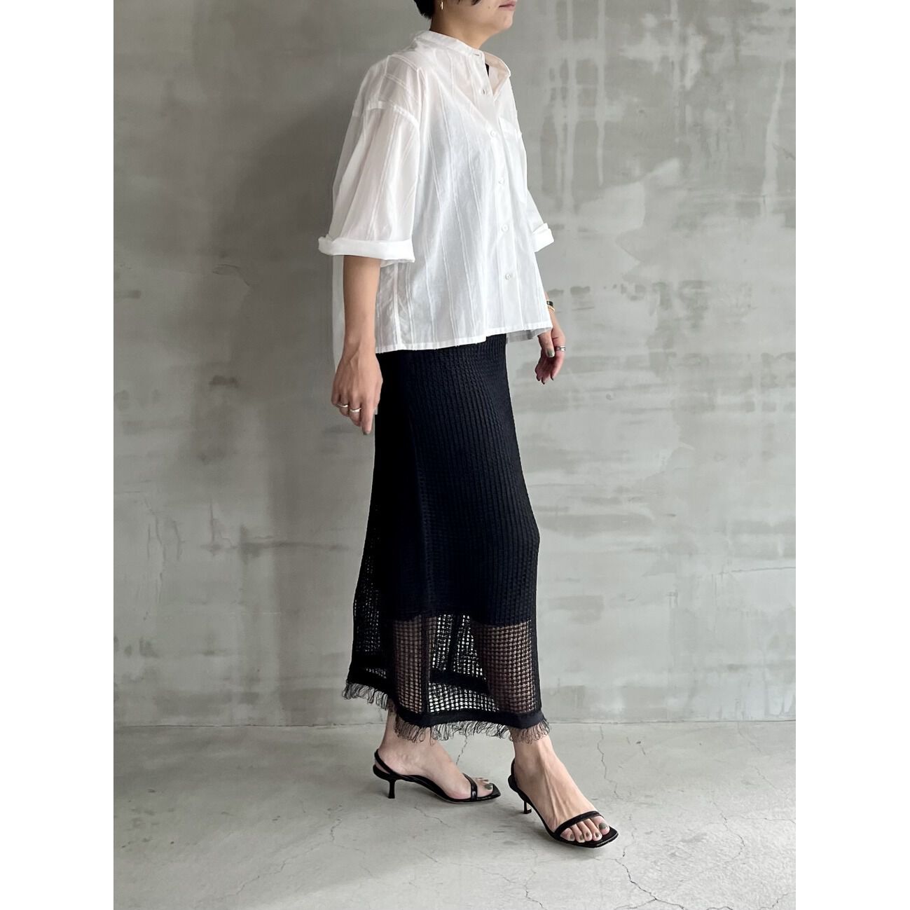 HELIOPOLE「HELIOPOLE PAPER YARN MESH SK」|スカート|