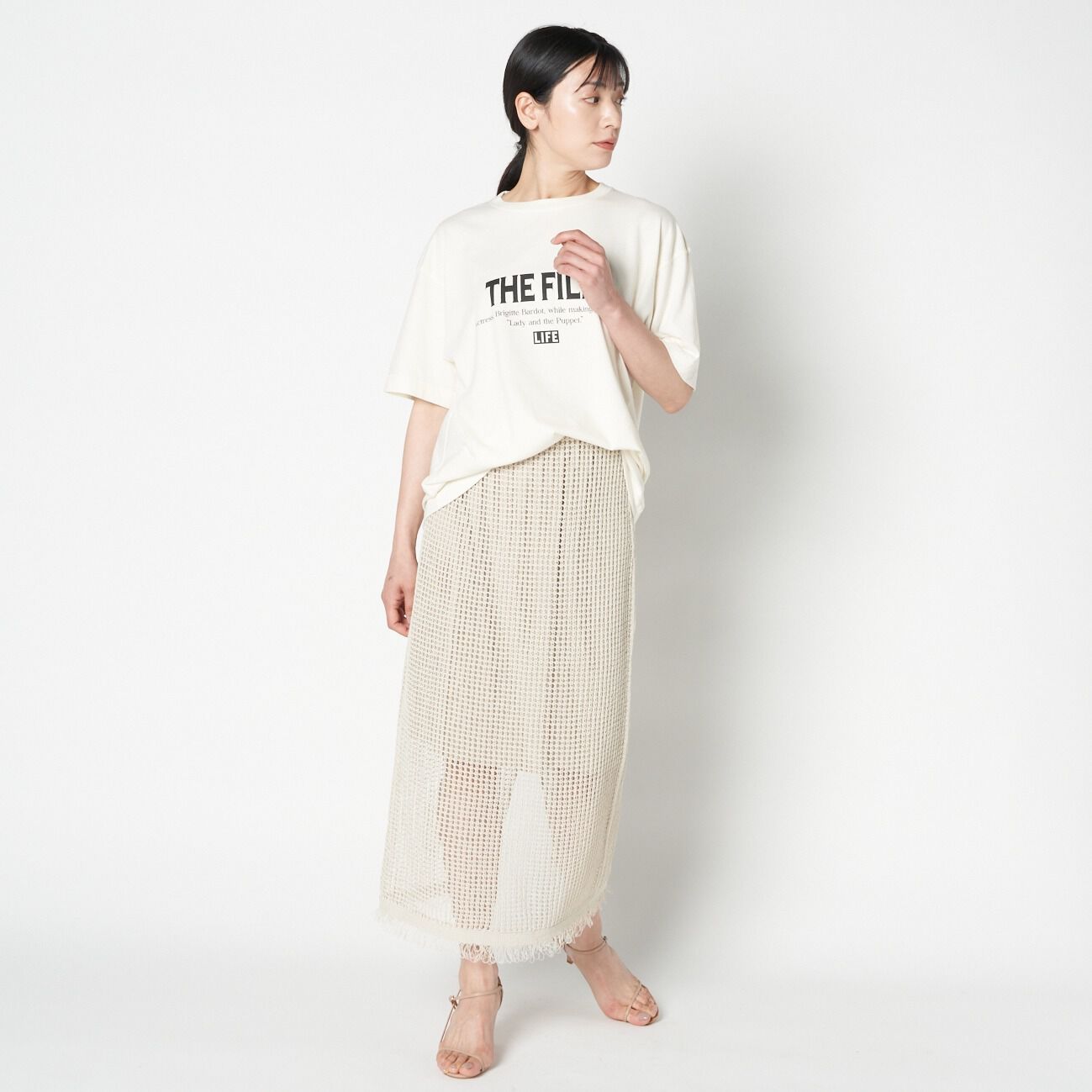 HELIOPOLE「HELIOPOLE PAPER YARN MESH SK」|スカート|