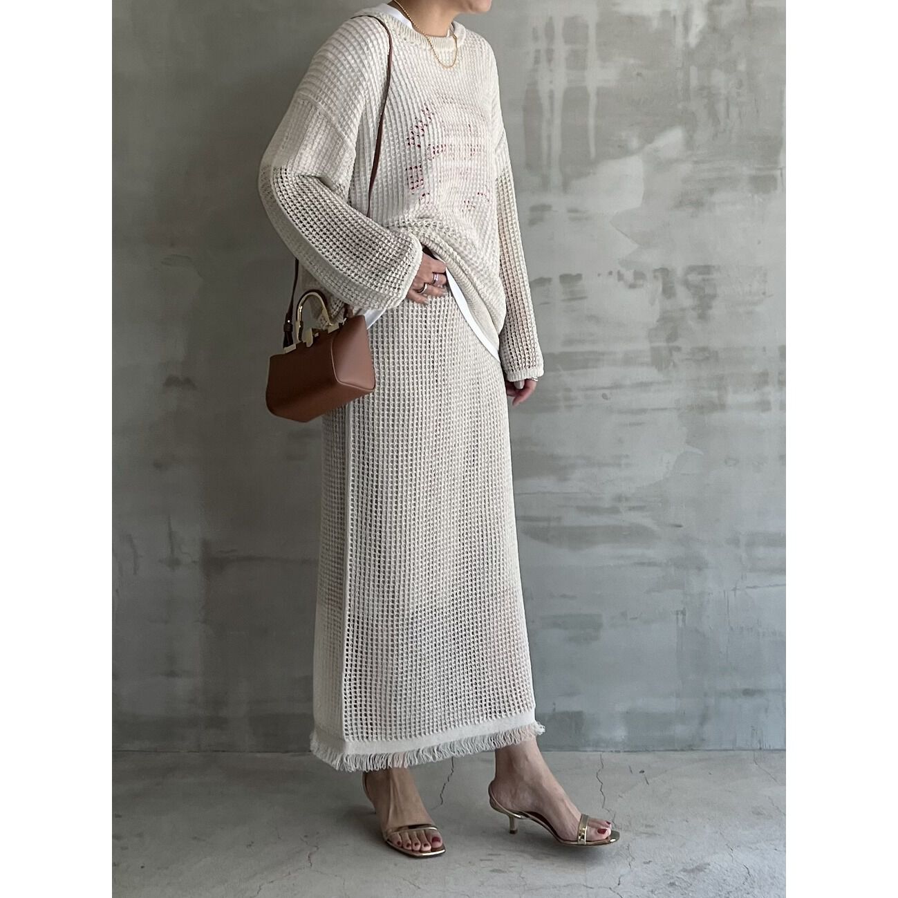 HELIOPOLE「HELIOPOLE PAPER YARN MESH SK」|スカート|