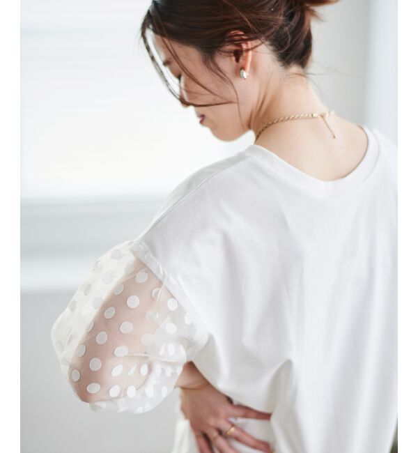 le.coeur blanc「《手洗い可能》TORRAZZO DONNAドット切替カットソー」|Tシャツ・カットソー|