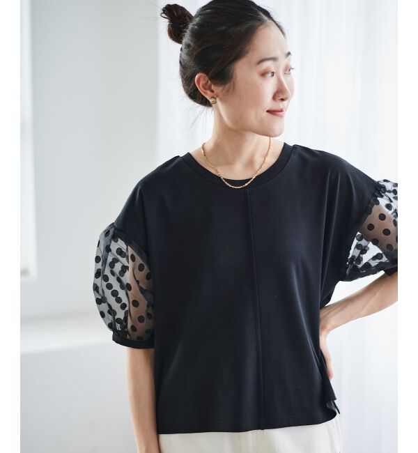 le.coeur blanc「《手洗い可能》TORRAZZO DONNAドット切替カットソー」|Tシャツ・カットソー|