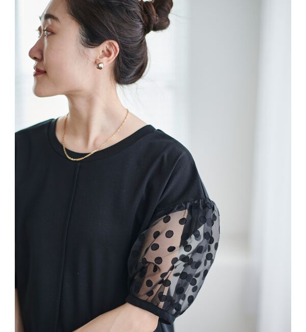 le.coeur blanc「《手洗い可能》TORRAZZO DONNAドット切替カットソー」|Tシャツ・カットソー|