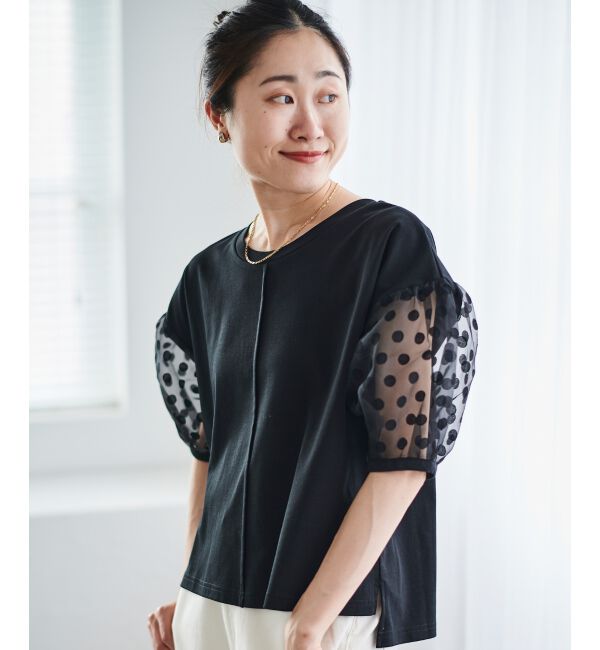 le.coeur blanc「《手洗い可能》TORRAZZO DONNAドット切替カットソー」|Tシャツ・カットソー|