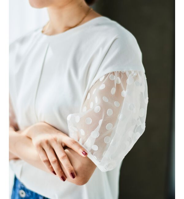 le.coeur blanc「《手洗い可能》TORRAZZO DONNAドット切替カットソー」|Tシャツ・カットソー|